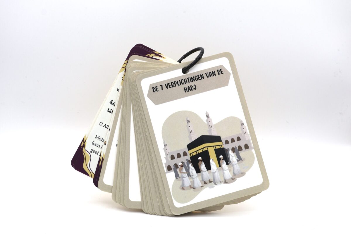 De 7 verplichtingen van de Hadj-kaartjes incl. keycord met quick-release clipje